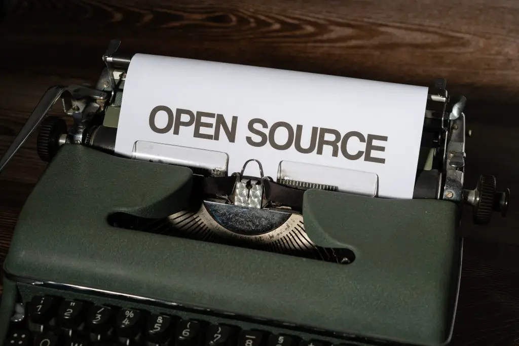 A typewriter  showing open source