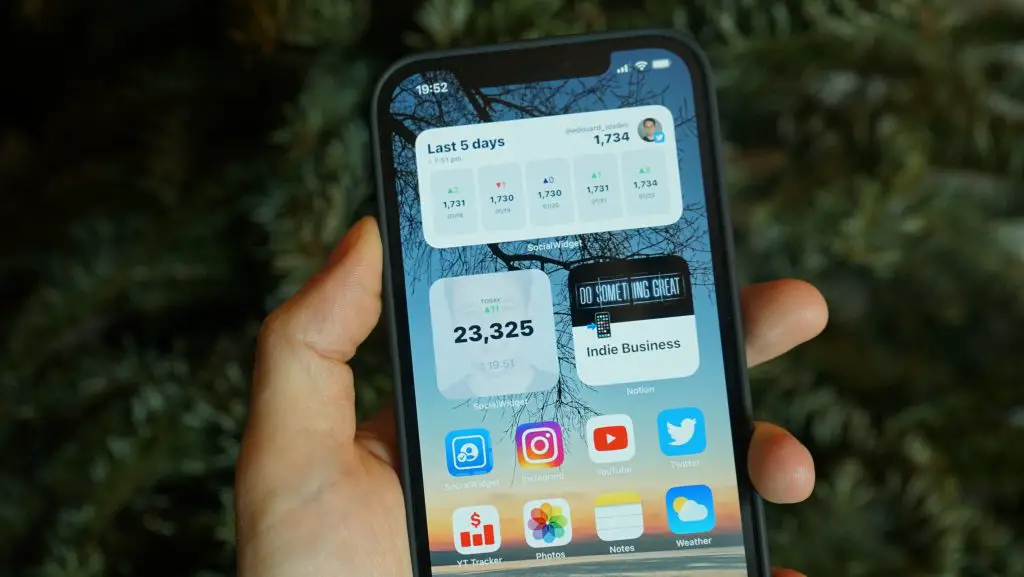 A phone screen showing widgets